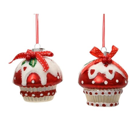 CUPCAKES PENDENTE ROSSO BIANCO H.8.1